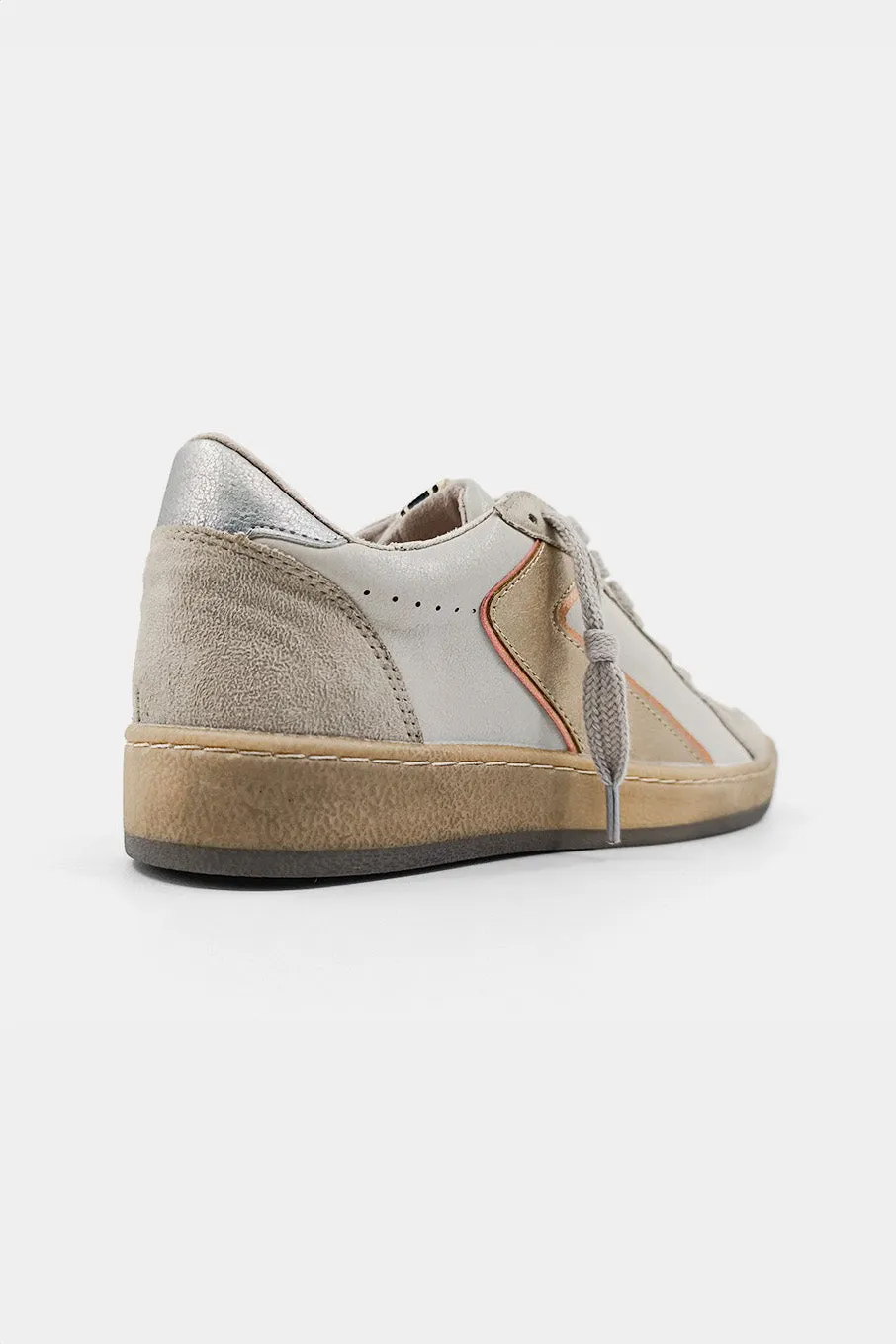 Gold Faux Leather And Suede Salma Sneakers
