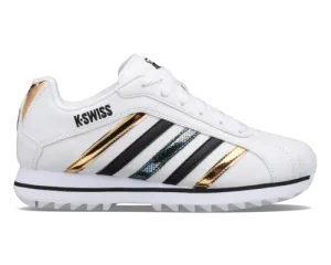 K-Swiss Women's Verstad 2000 S White Black Gold Metallic Snake Shoes