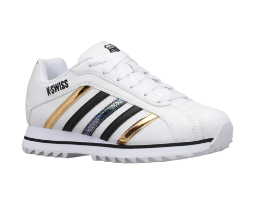 K-Swiss Women's Verstad 2000 S White Black Gold Metallic Snake Shoes