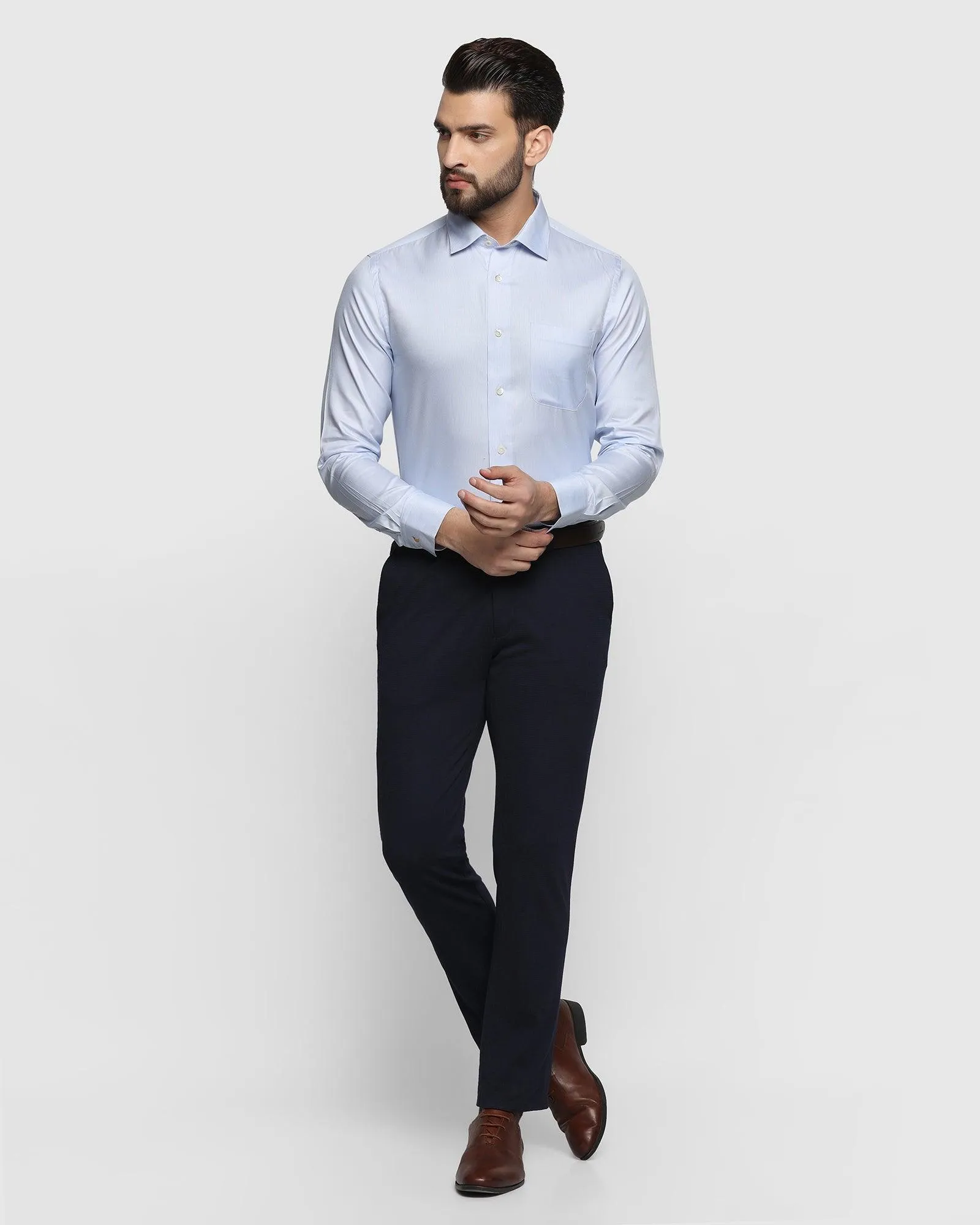 Luxe Formal Light Blue Textured Shirt - Bulova