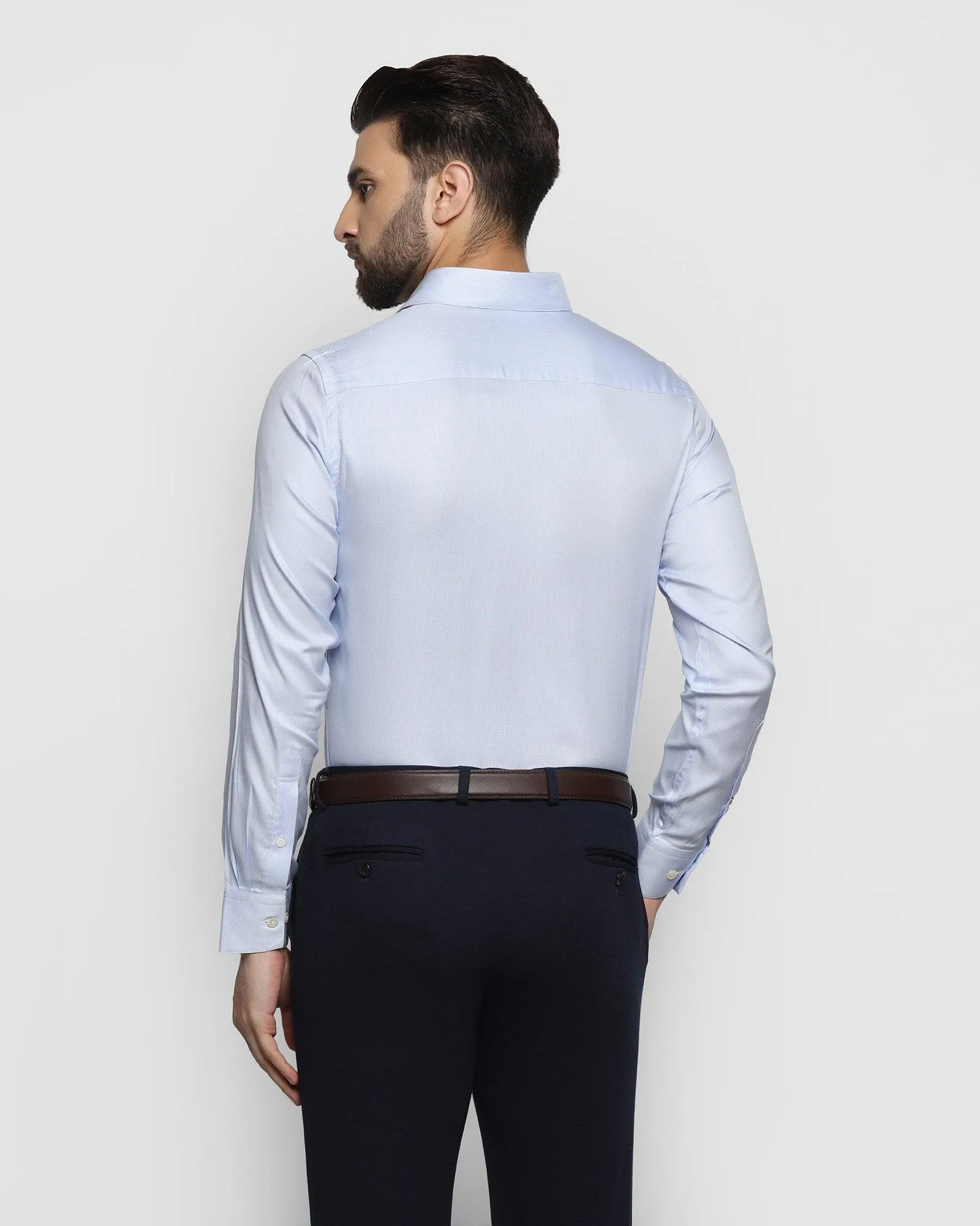 Luxe Formal Light Blue Textured Shirt - Bulova