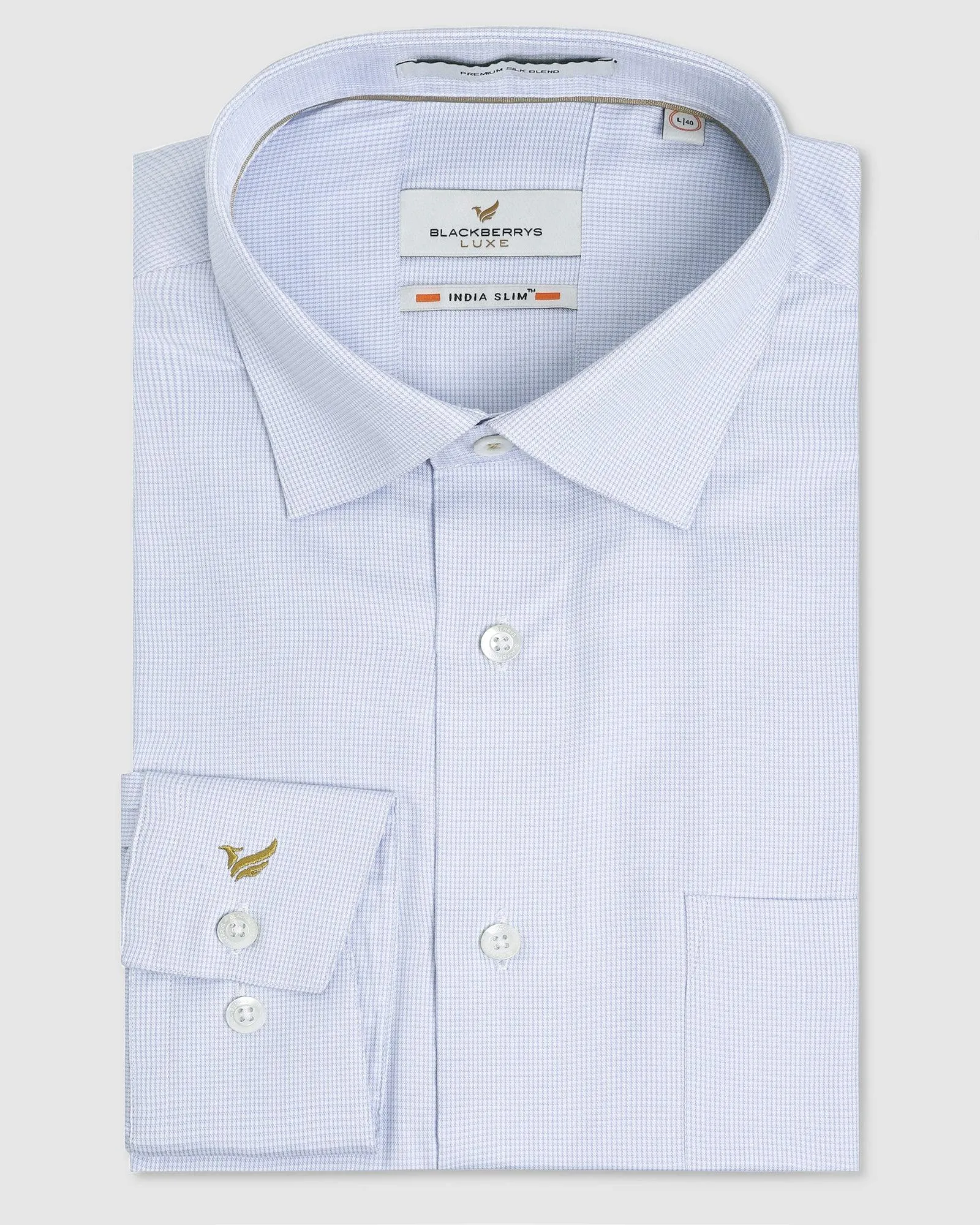 Luxe Formal Light Blue Textured Shirt - Bulova