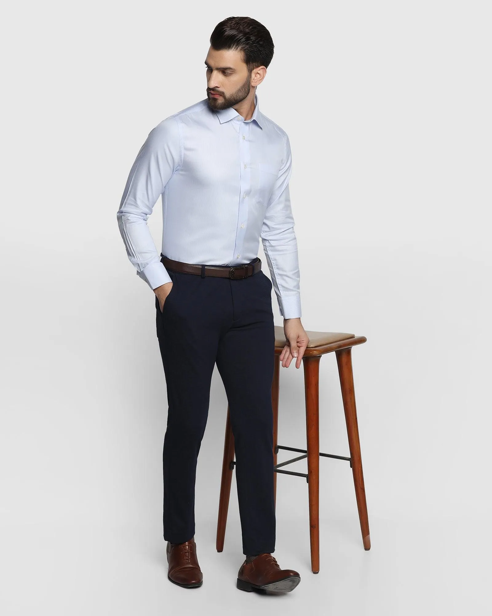 Luxe Formal Light Blue Textured Shirt - Bulova