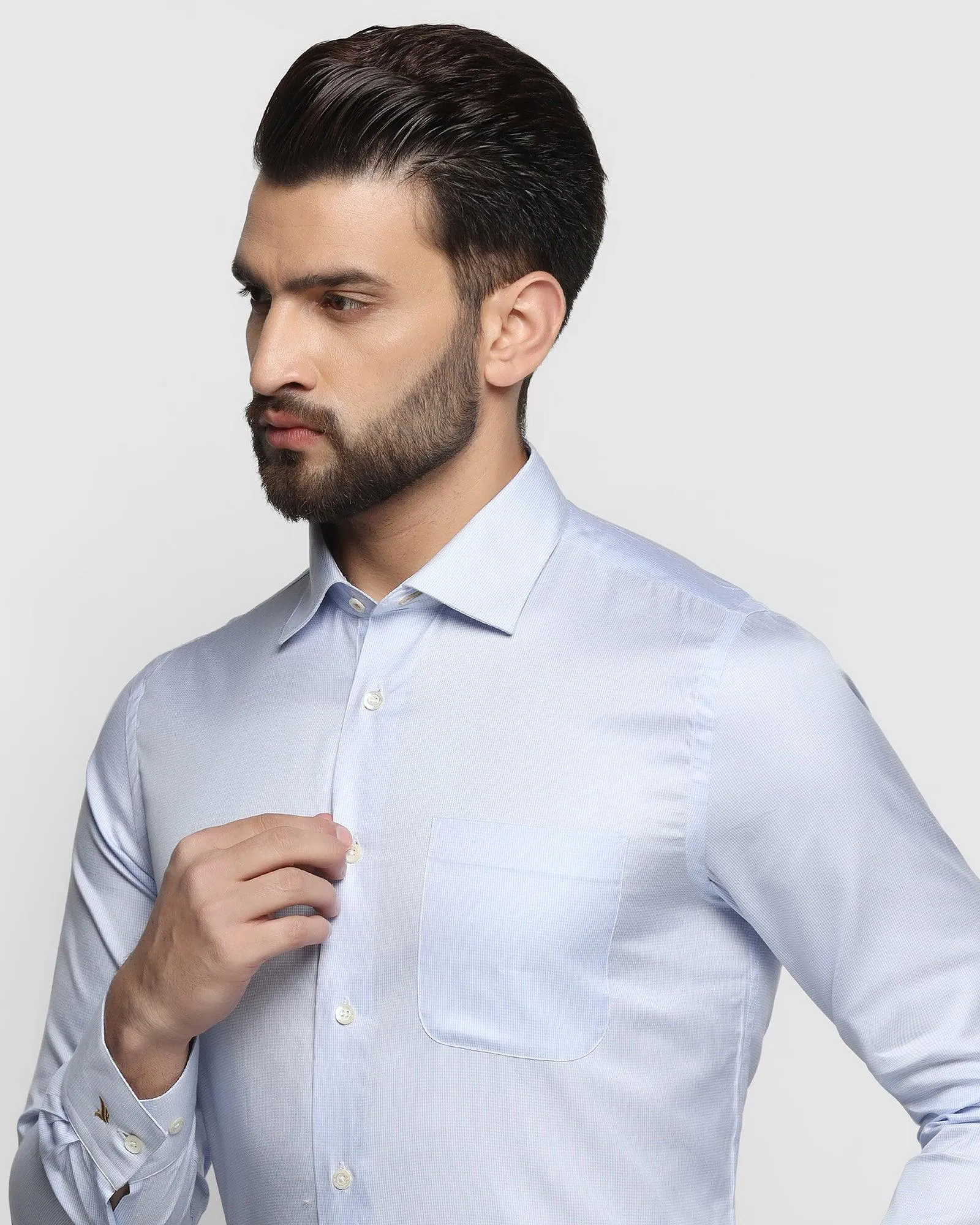 Luxe Formal Light Blue Textured Shirt - Bulova