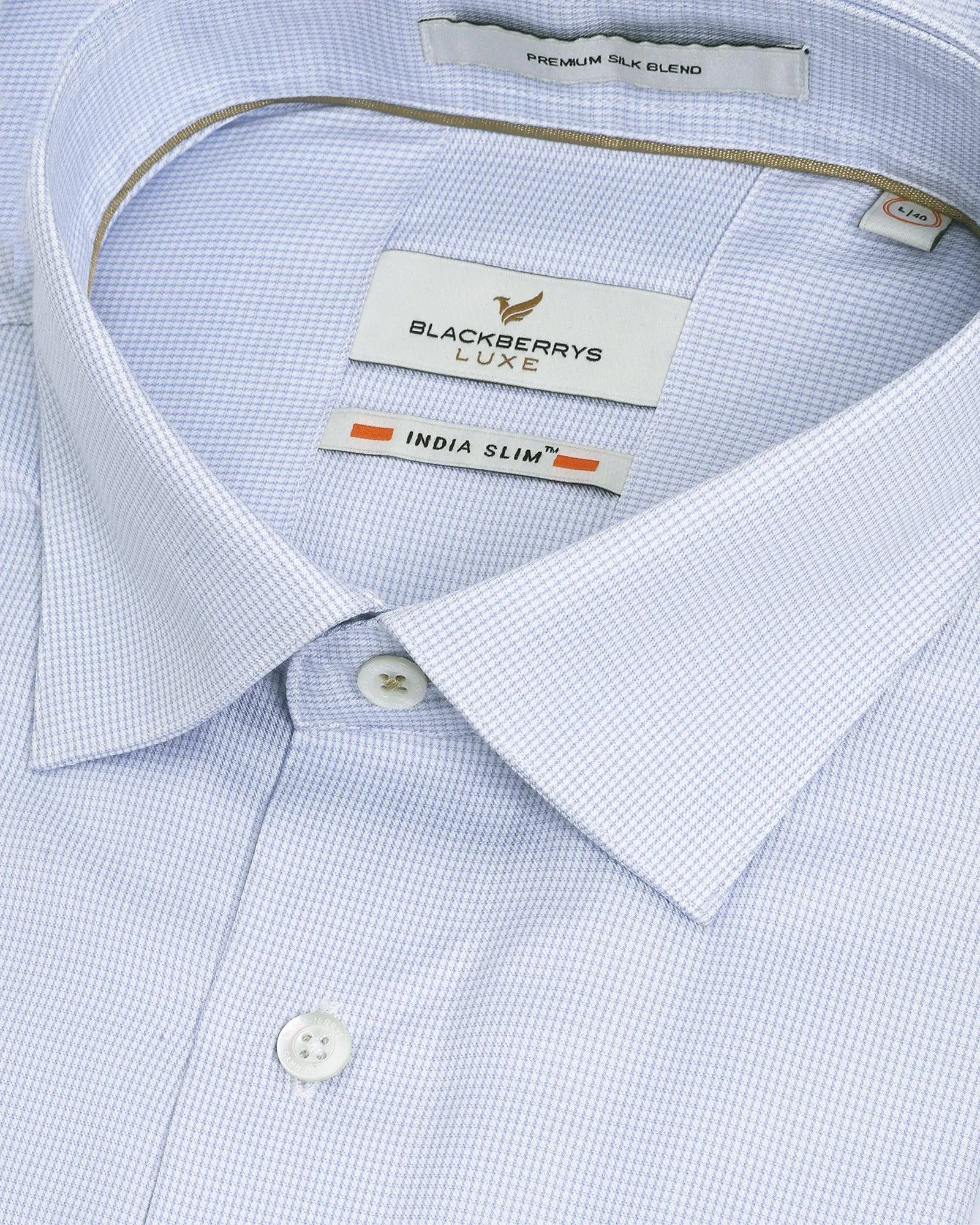 Luxe Formal Light Blue Textured Shirt - Bulova