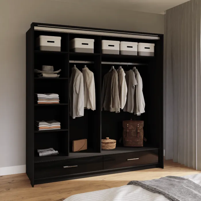 Madison 208cm Sliding Door Wardrobe - Black