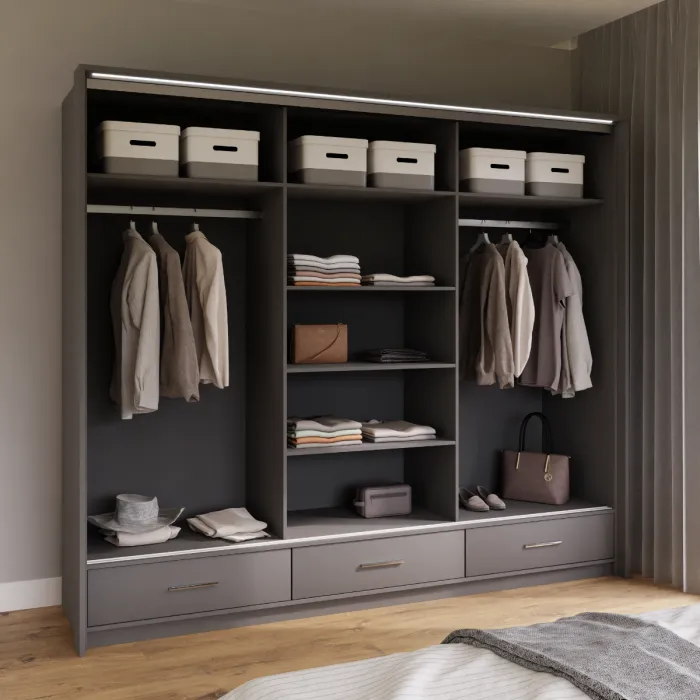 Madison 255cm Sliding Door Wardrobe - Graphite