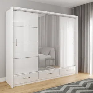 Madison 255cm Sliding Door Wardrobe - White