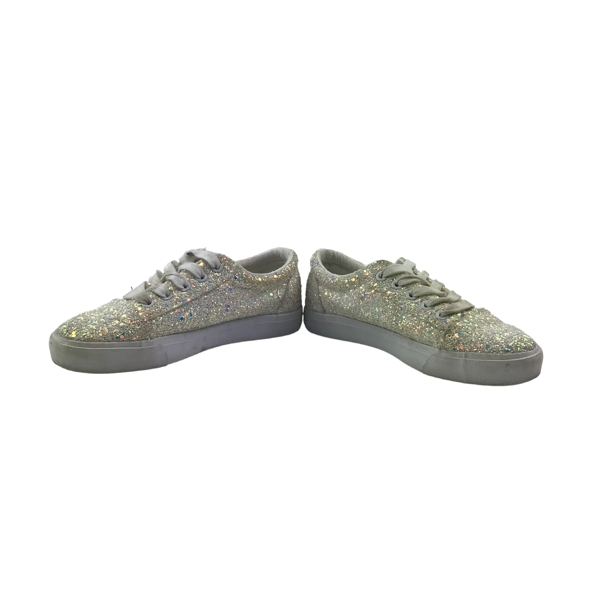 Matalan Trainers Size 1 White Glittery Laced