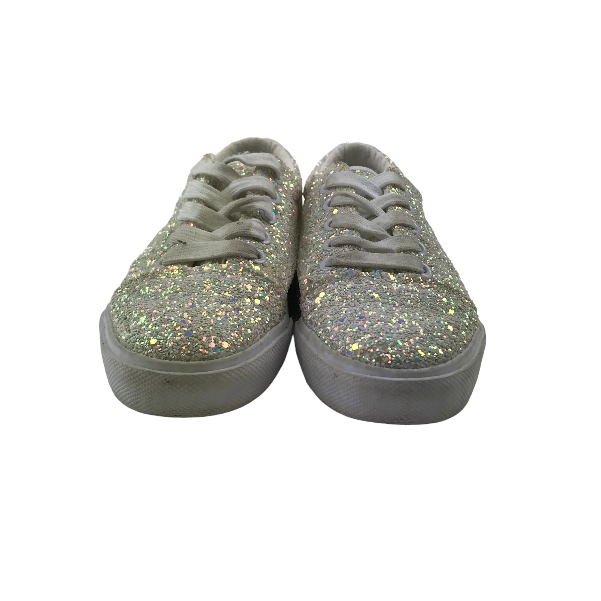 Matalan Trainers Size 1 White Glittery Laced