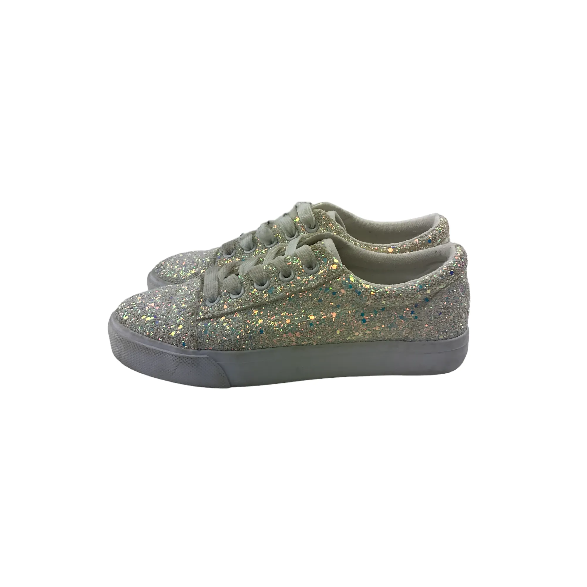 Matalan Trainers Size 1 White Glittery Laced