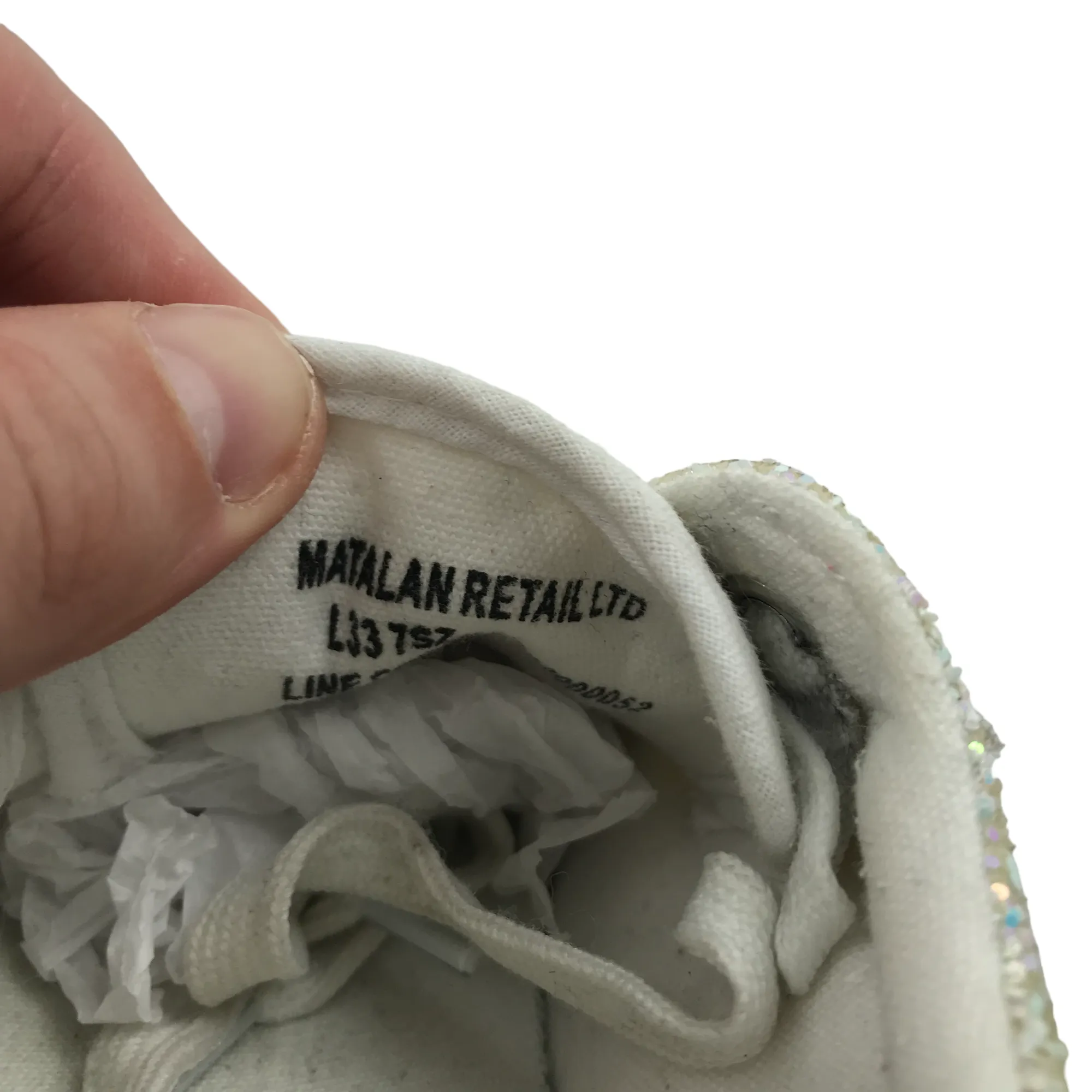 Matalan Trainers Size 1 White Glittery Laced