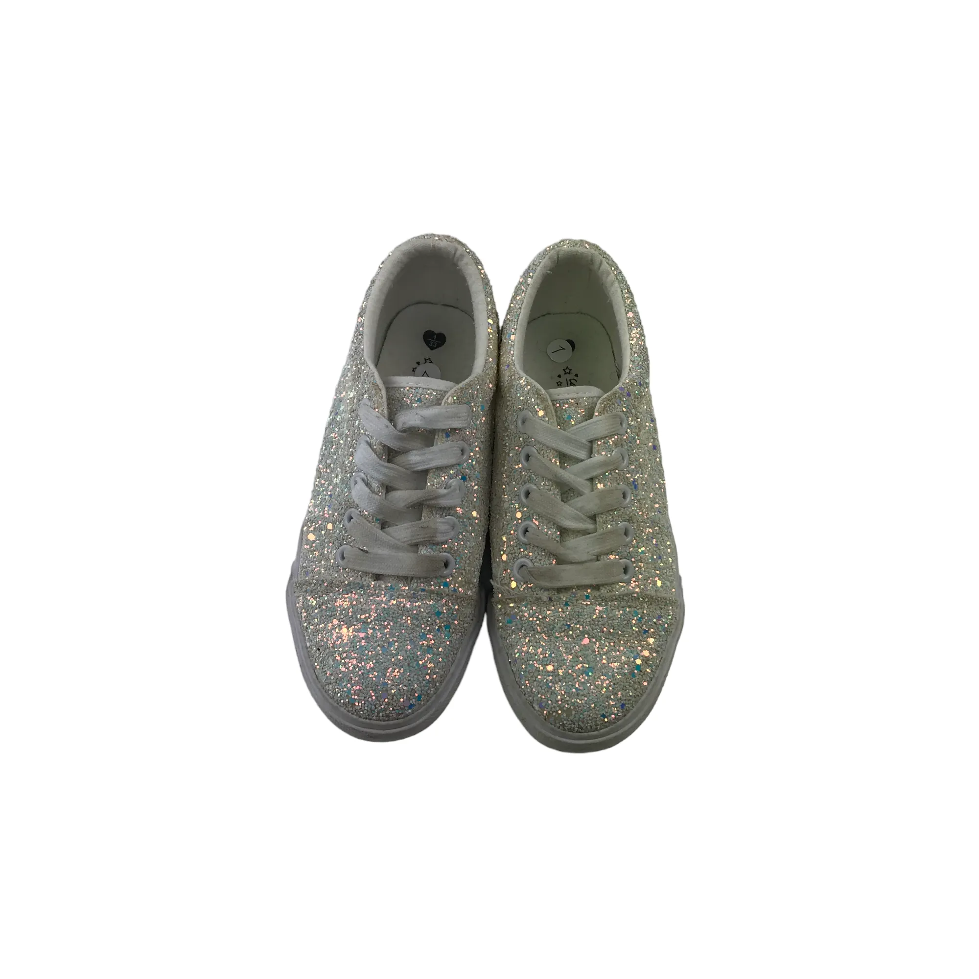 Matalan Trainers Size 1 White Glittery Laced