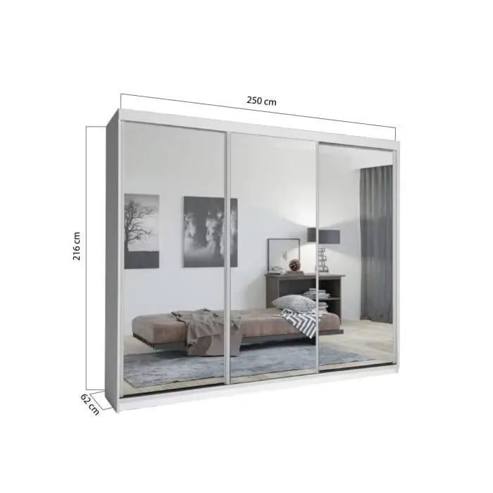 Milan Sliding Mirror Wardrobe - Modern Storage in Various Sizes and Colours
