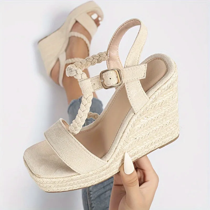 New Classic Square Waterproof High Heel Platform Wedge Shoes