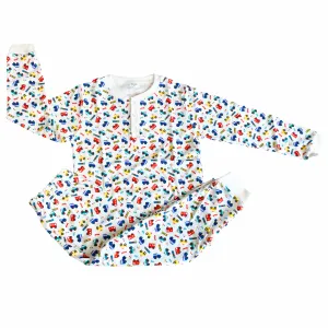 Organic Cotton Two Piece Pajama Set with Cars For Kids