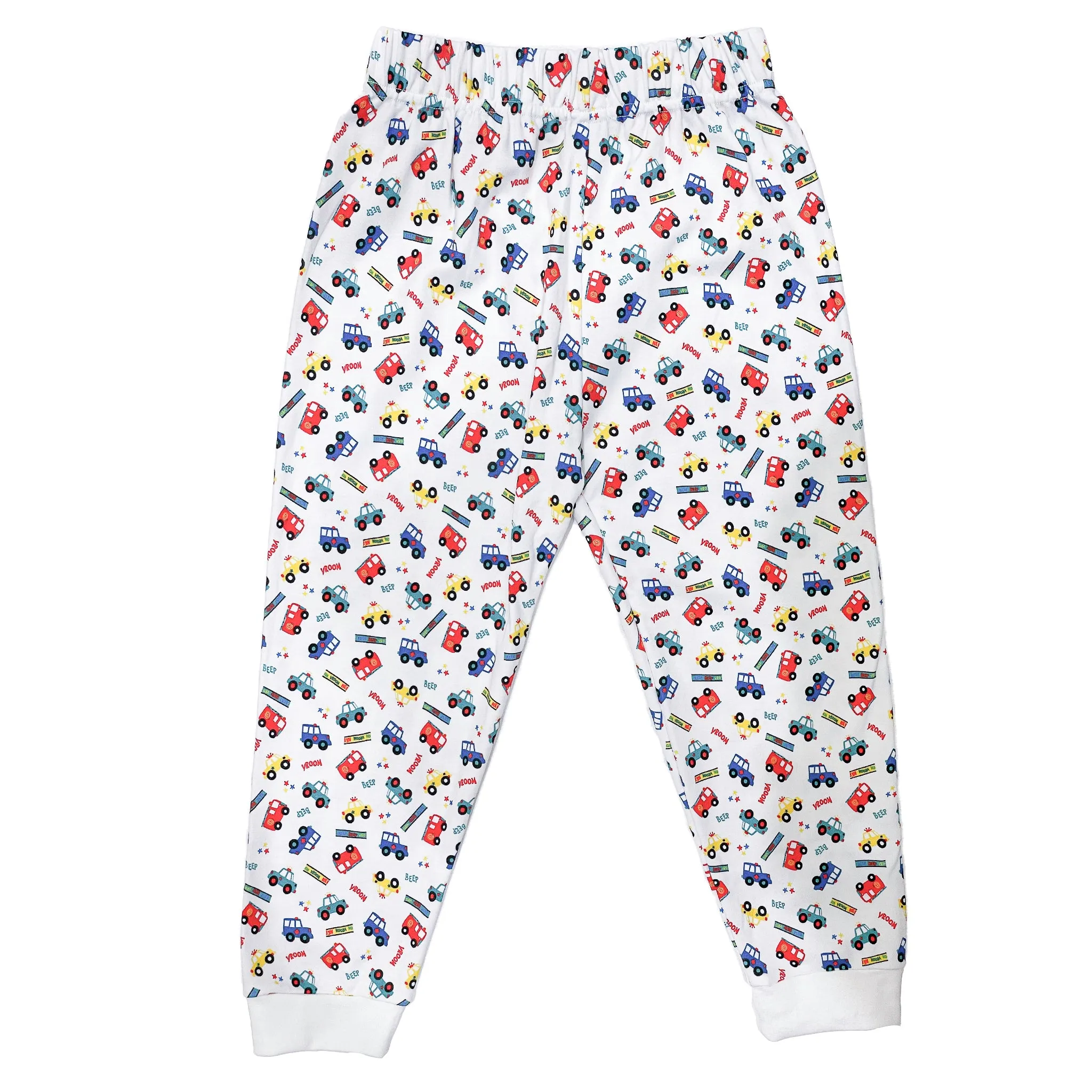 Organic Cotton Two Piece Pajama Set with Cars For Kids