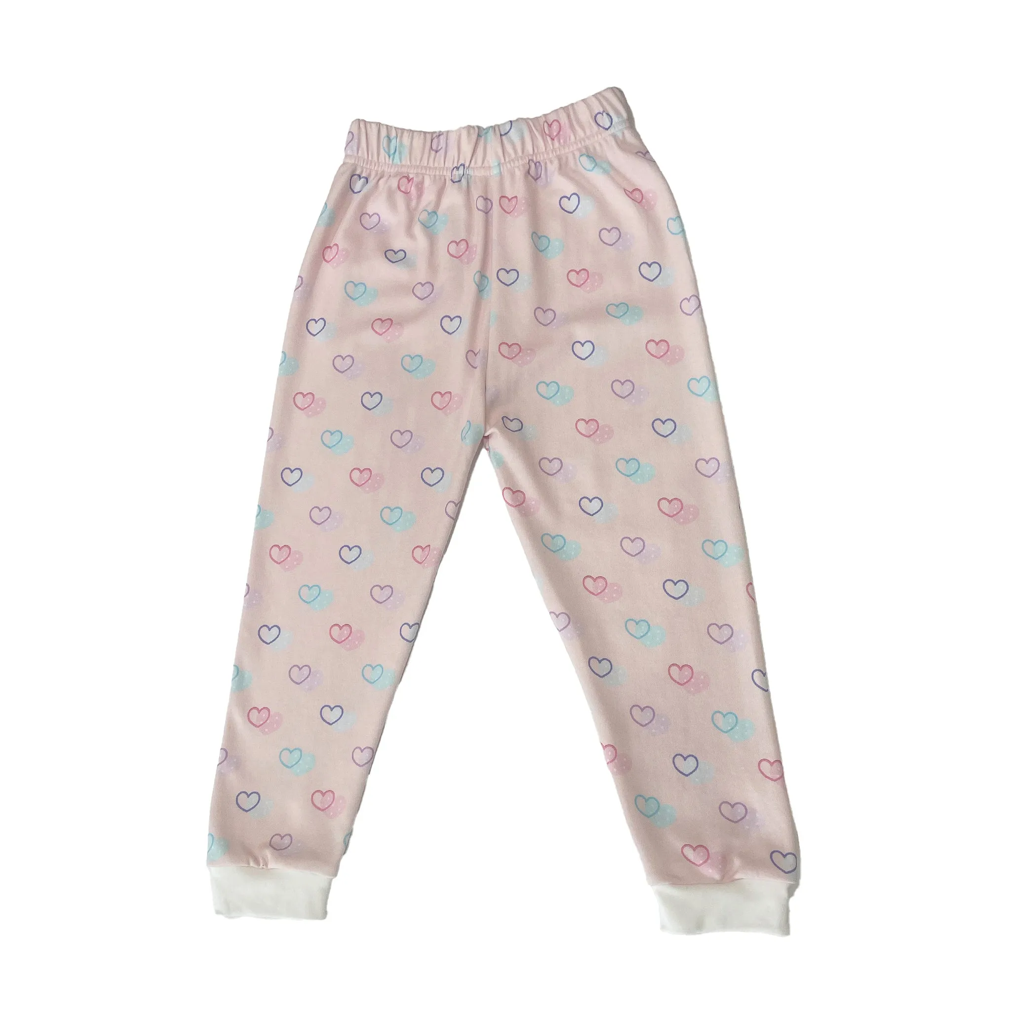 Organic Cotton Two Piece Pajama Set with Hearts For Kids