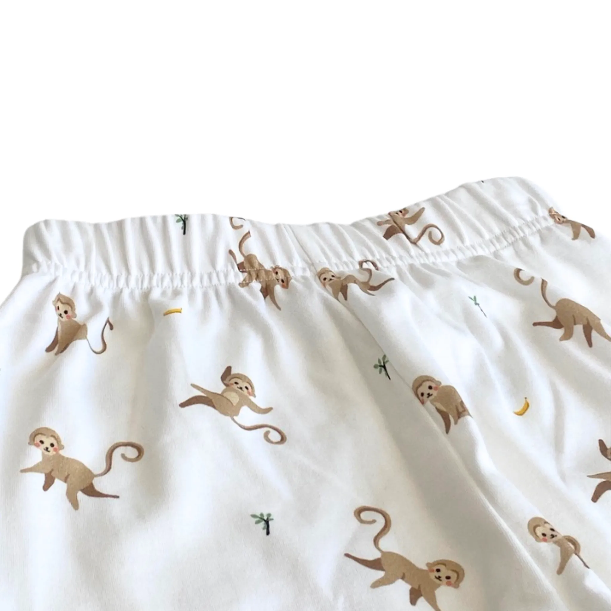Organic Cotton Two Piece Pajama Set with Monkey Print For Kids