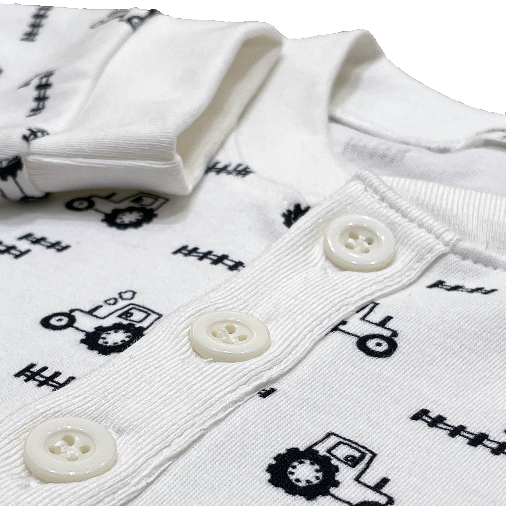 Organic Cotton Two Piece Pajama Set With Tractors For Kids