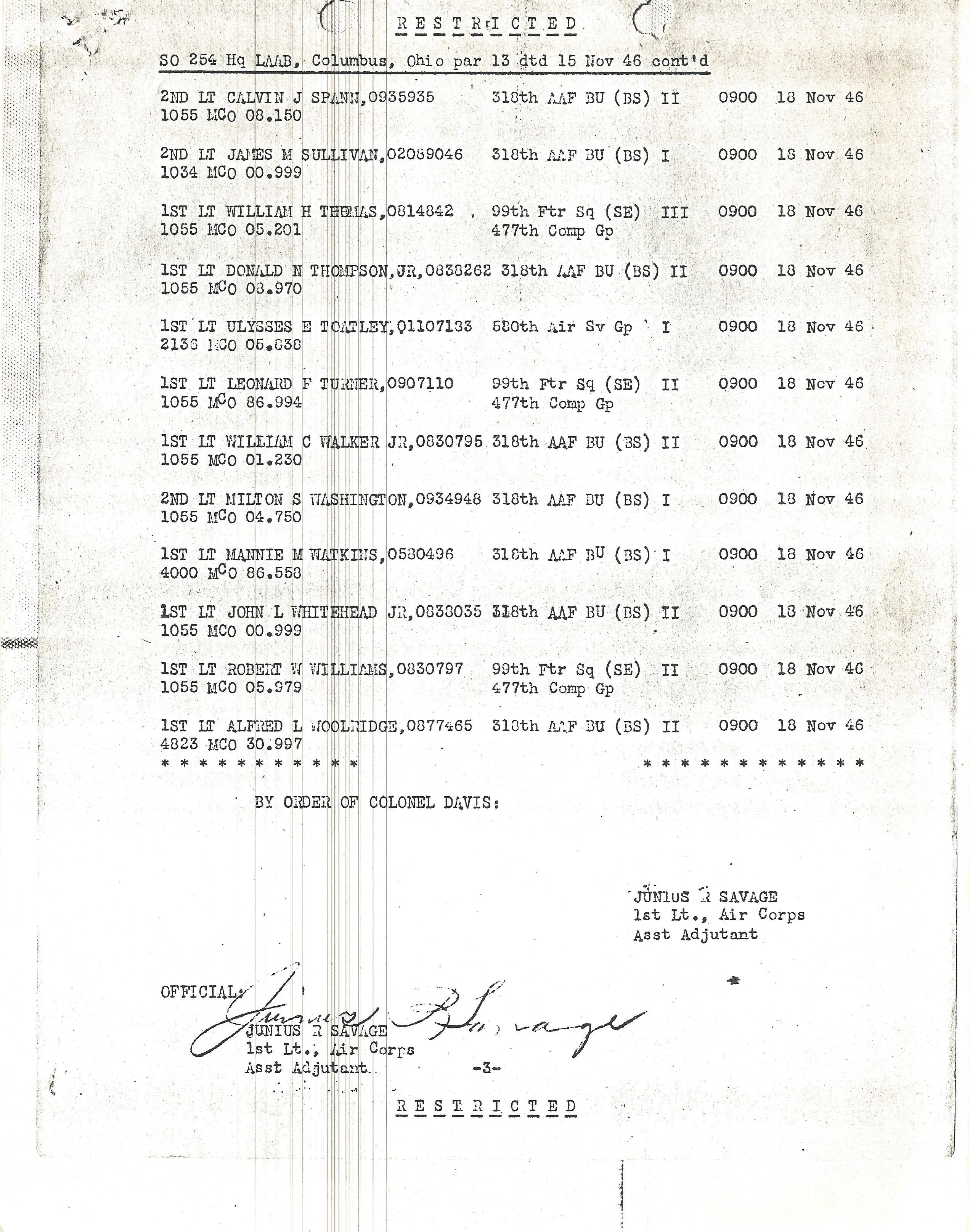Original U.S. WWII Tuskegee Airmen Pilot Lt. Colonel Hiram Mann Named Grouping - 332nd Fighter Group