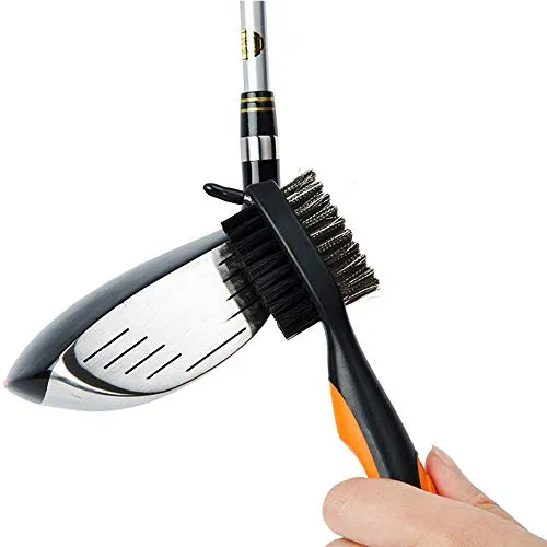 Pack of 2 Golf Brush Club Groove Cleaner with 2 Ft Retractable Zip-line and Aluminum Carabiner Cleaning Tools Lightweight and Stylish (Black Red)