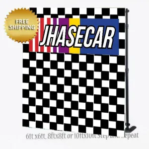 Race car Step and Repeat backdrop for birthday