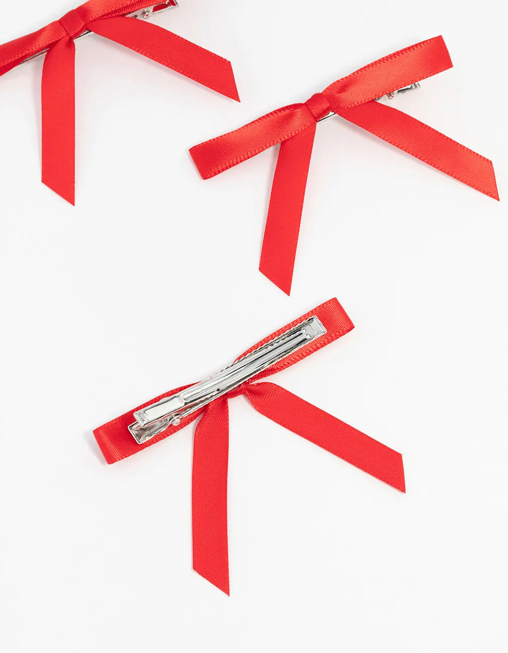 Red Mini Satin Fabric Bows 4-Pack
