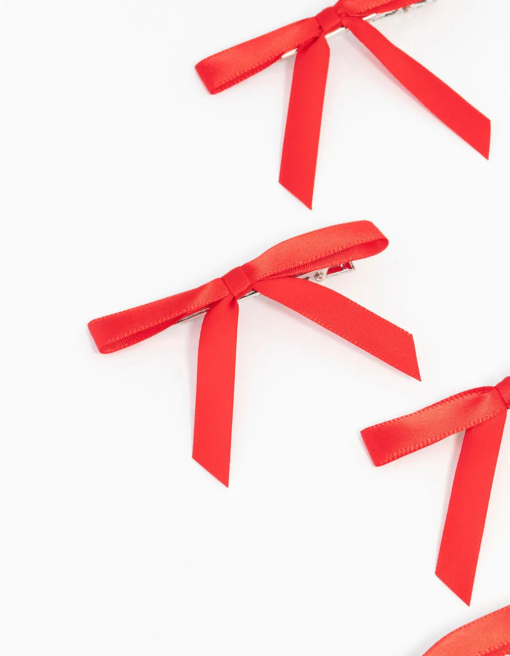 Red Mini Satin Fabric Bows 4-Pack