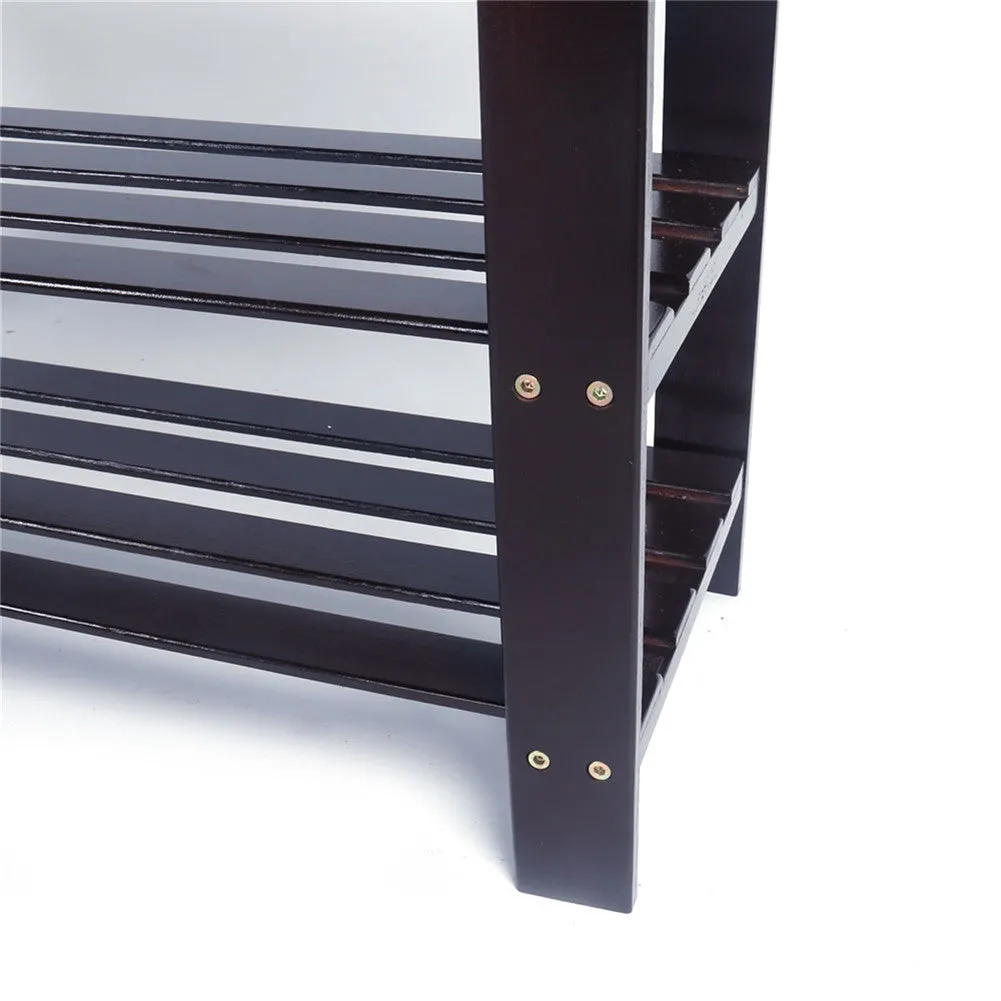 RONSHIN 3 Tiers Bamboo Stool Shoe Rack Household Shoe Organizer 90cm Brown
