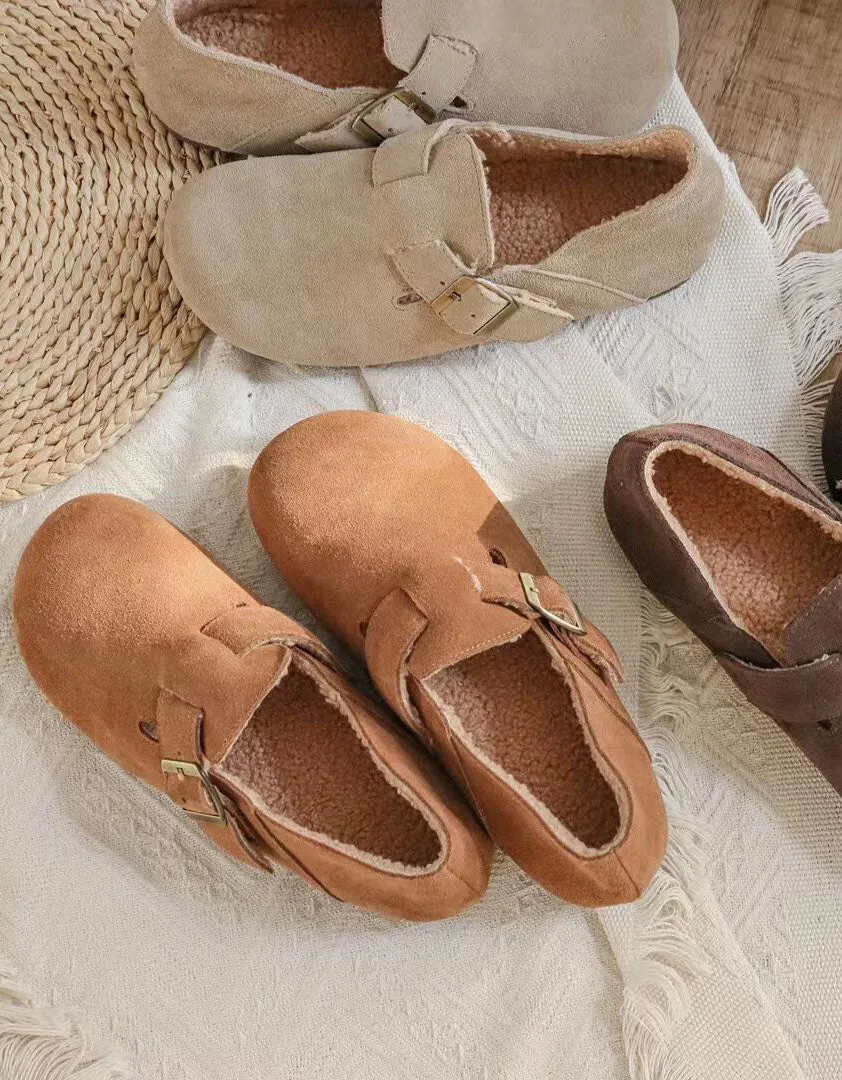 Round Head Suede Slip-on Clogs Shoes