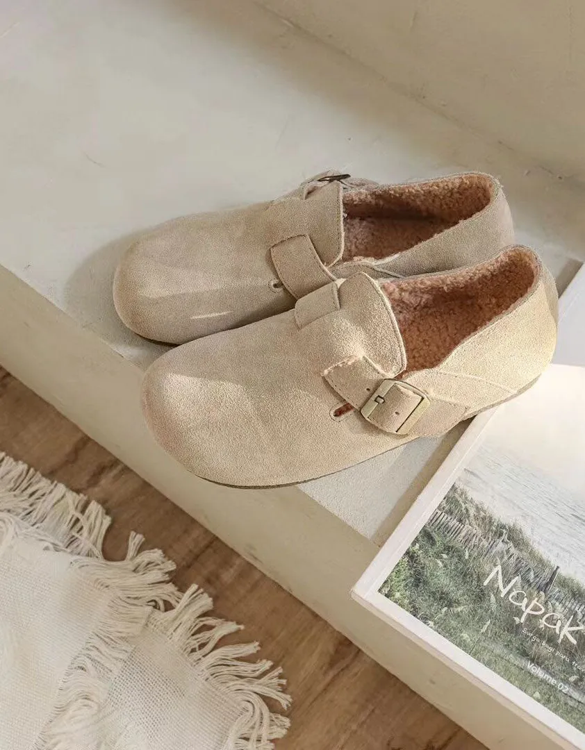 Round Head Suede Slip-on Clogs Shoes