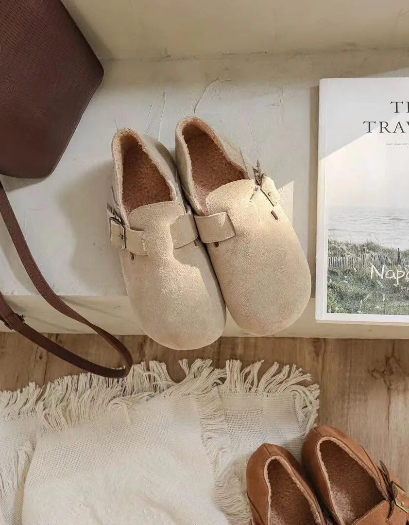 Round Head Suede Slip-on Clogs Shoes