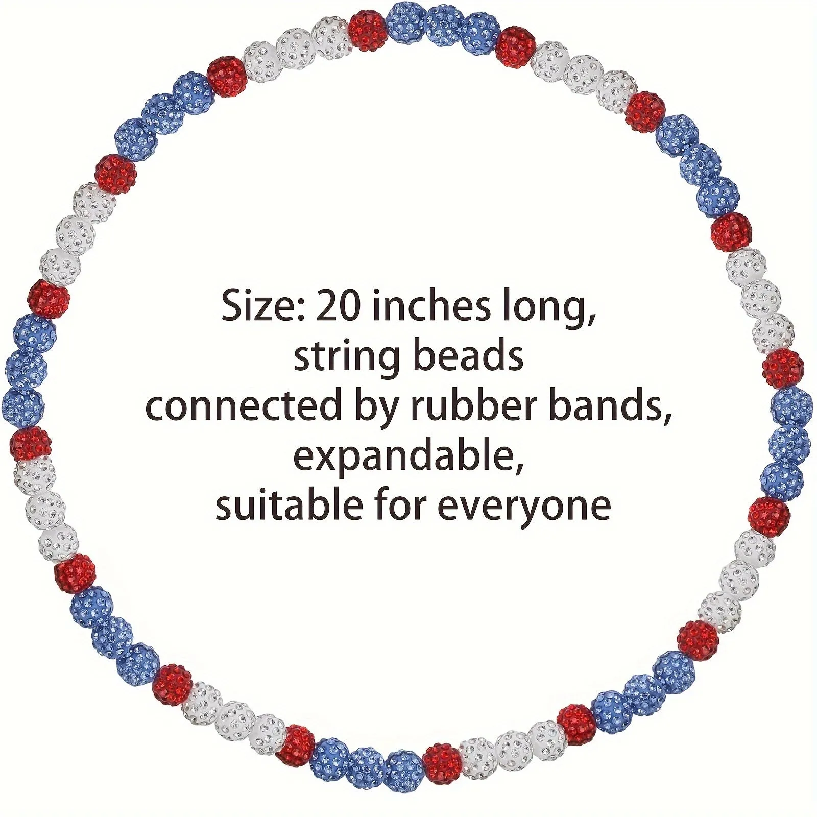 Shimmering Patriotic Baseball Necklace - 18-inch Crystal Bling Design - Fashion-Forward Sports Fan Accessory for Game Days and Everyday Style