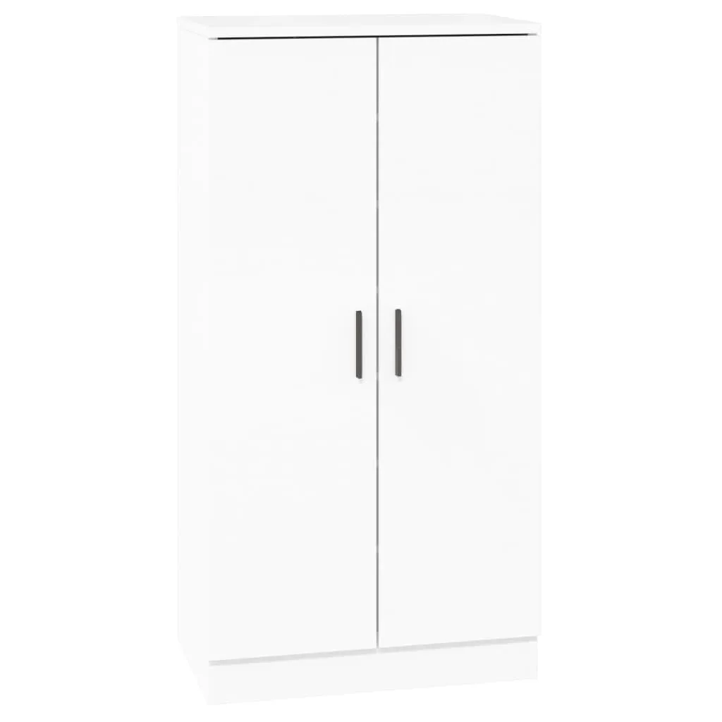 Shoe Cabinet High Gloss White 55x35x108 cm Engineered Wood