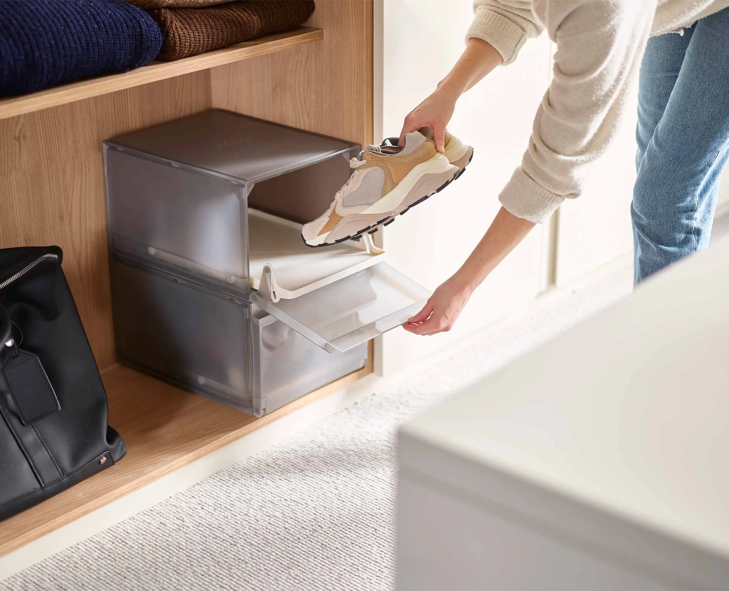 ShoeCase 2-piece Grey Shoe Storage Box