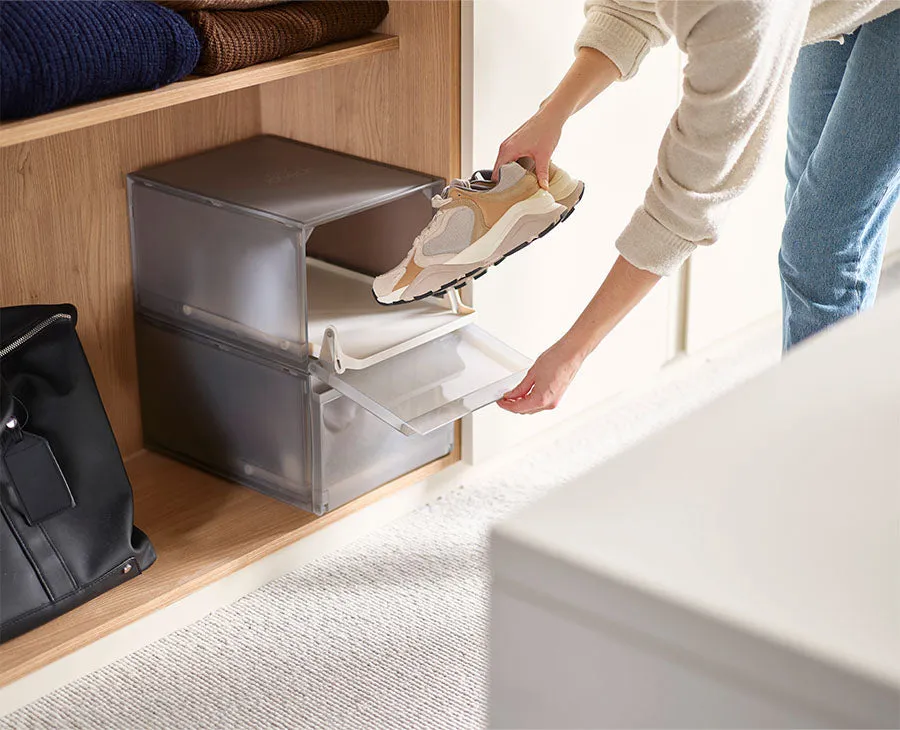 ShoeCase 2-piece Grey Shoe Storage Box
