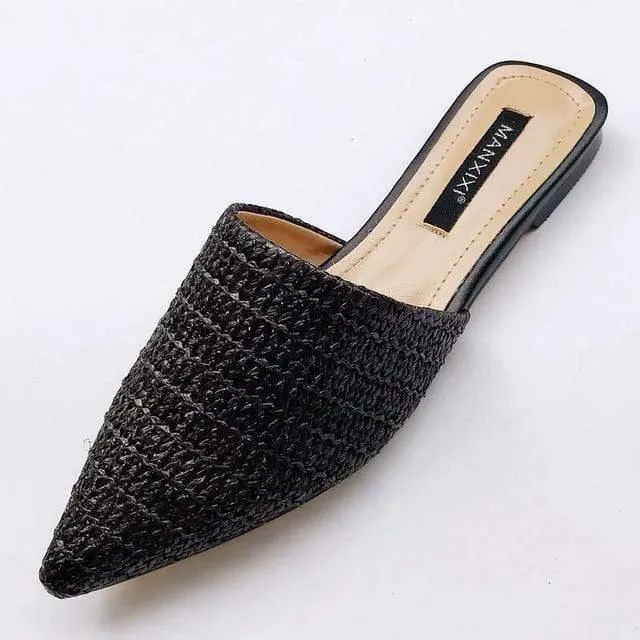 Slippers Fashion Pointed Toe Weave Mules Shoes For Women