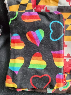 Small rainbow hearts wet bag