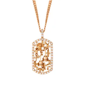 StingHD Racing: Diamond Rose Gold Piston Dog Tag on Cuban Chain