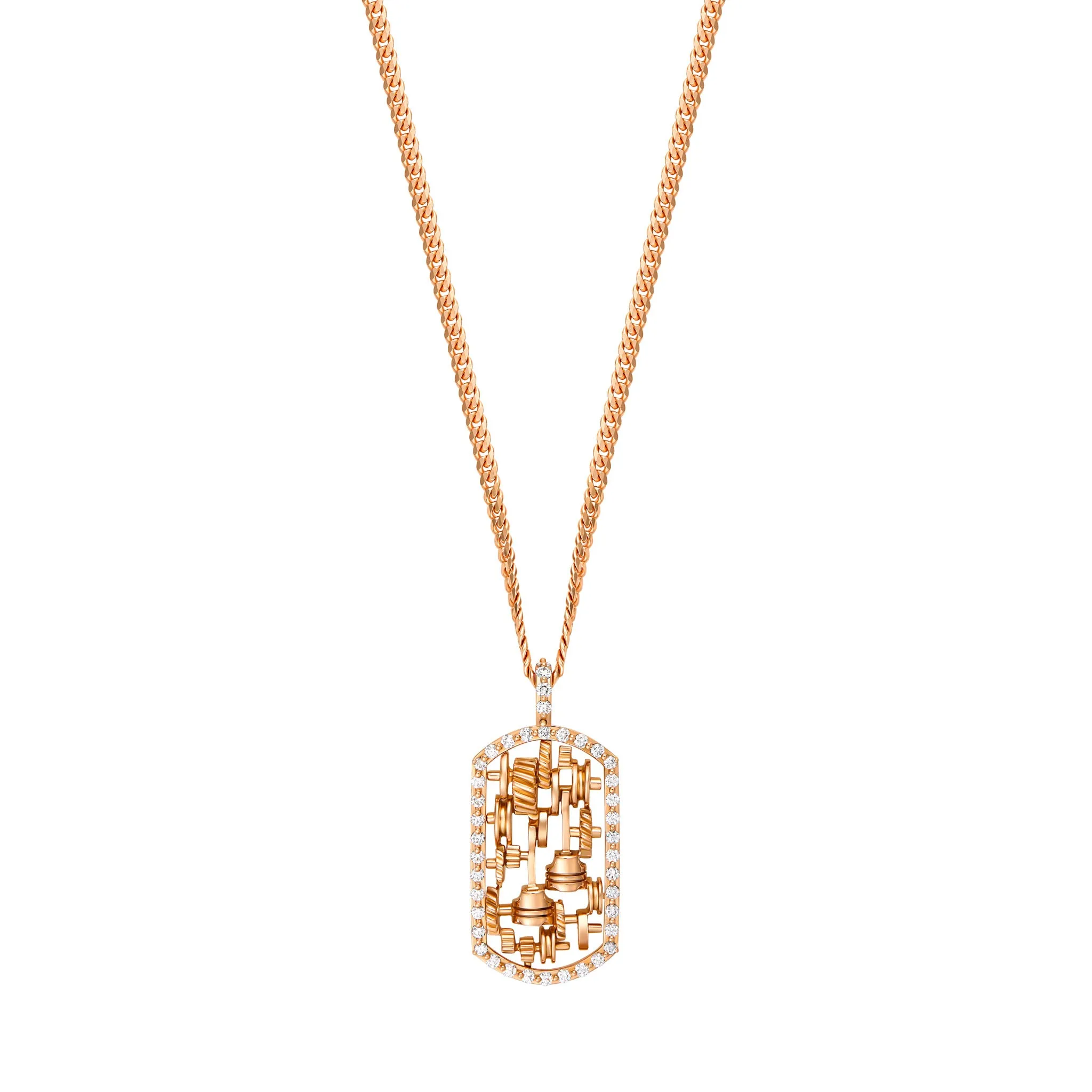 StingHD Racing: Diamond Rose Gold Piston Dog Tag on Cuban Chain