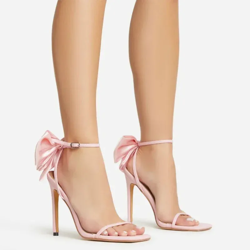 TAVIMART  -  Luxury Bow Ankle Strappy High Heels Summer Open Toe Sandals for Women Party Wedding Shoes Bride Heels Sexy Pumps Design Sandals
