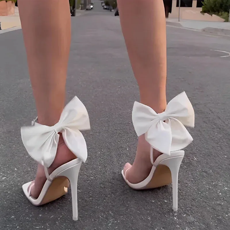 TAVIMART  -  Luxury Bow Ankle Strappy High Heels Summer Open Toe Sandals for Women Party Wedding Shoes Bride Heels Sexy Pumps Design Sandals
