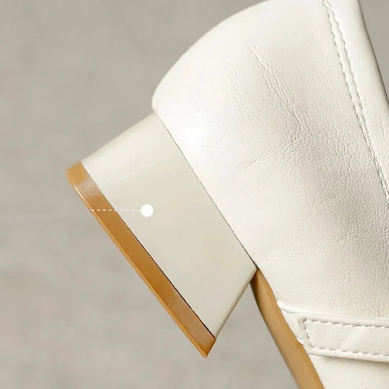 TAVIMART  -  New Women 3cm High Heels Retro Style Square Toe Buckle Pumps Female Elegant Metal Buckle Strap Mary Jane Shoes Large Size