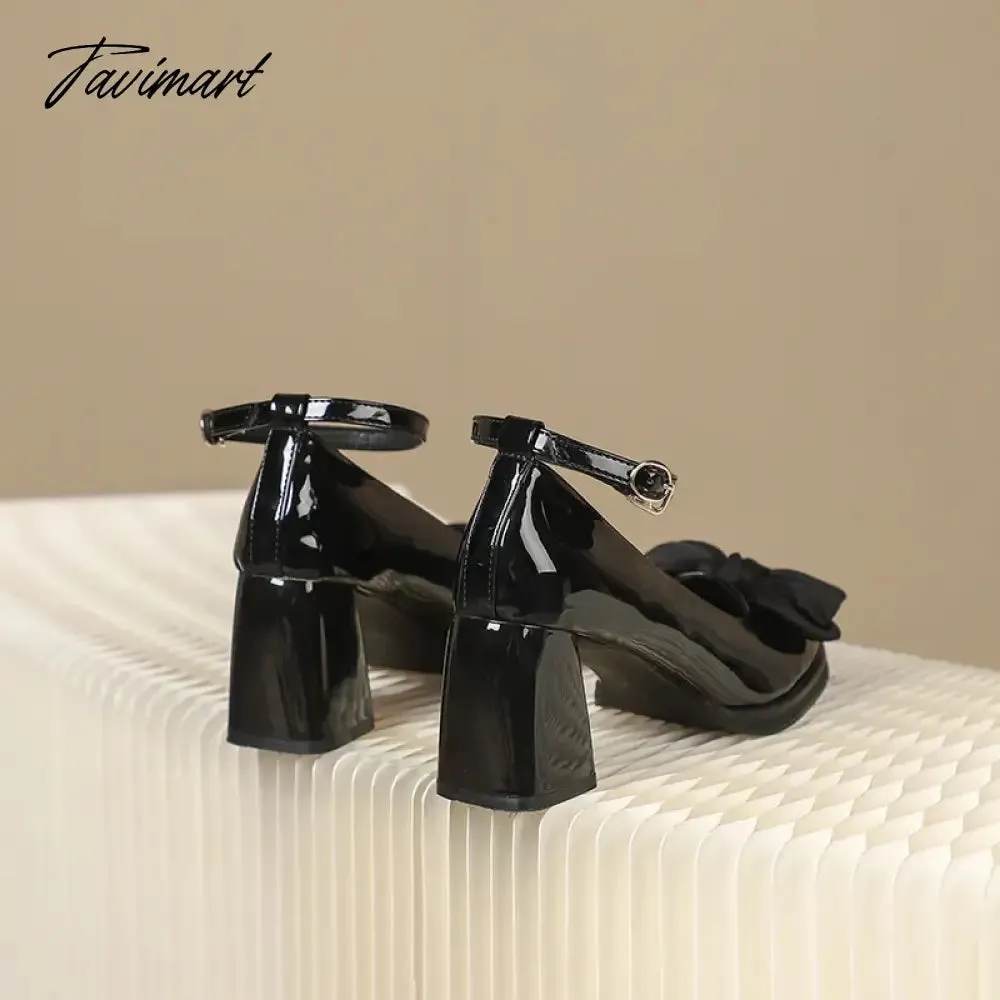 Tavimart Small size thick heeled shoes, four seasons thick sole, waterproof platform, high heels, sweet and elegant women's shoes