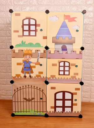 THE LITTLE LOOKERS Collapsible Kids Clothing Wardrobe |Cute Prince & Castle Print/Portable Waterproof Multipurpose Storage Rack/Adjustable Almirah for Babies/Girls/Boys