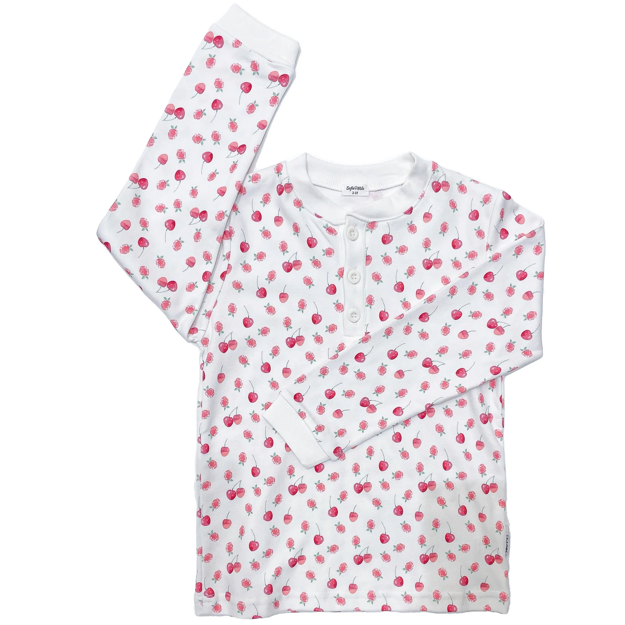 Two Piece Pajama Set Cherry with Raspberries For Kids