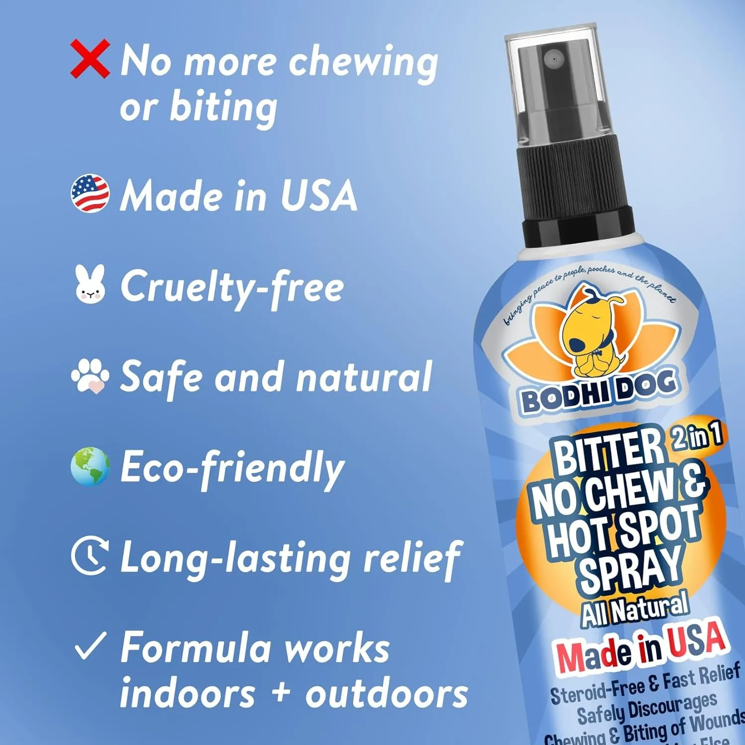 Ultimate Bitter 2-in-1 No Chew & Hot Spot Spray - Natural Chewing Deterrent & Skin Soother for Dogs and Cats - Made in the USA (8 Fl Oz)