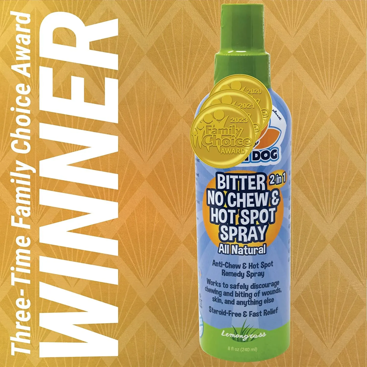 Ultimate Bitter 2-in-1 No Chew & Hot Spot Spray - Natural Chewing Deterrent & Skin Soother for Dogs and Cats - Made in the USA (8 Fl Oz)