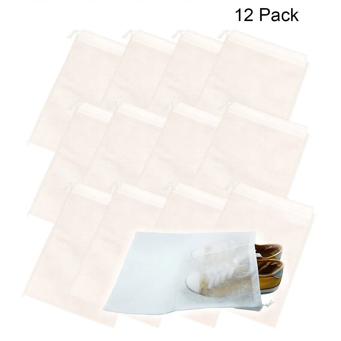 US 12PCS Boot Shoe Toy Storage Drawstring Bag Travel Organizer Large Dust-proof